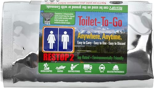 RESTOP™ 2 - Portable Toilet Solid (Poop) and Liquid (Pee) Leak Proof Waste Bag - Toilet Paper and Wet Wipe Included (1 Pack)