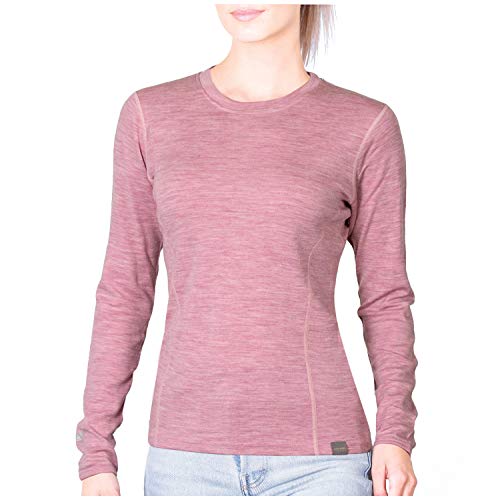 MERIWOOL Womens Base Layer 100% Merino Wool Midweight Long Sleeve Thermal Shirt Pink Heather