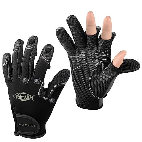 Palmyth Neoprene Fishing Gloves for Men and Women 2 Cut Fingers Flexible Great for Photography Fly Fishing Ice Fishing Running Touchscreen Texting Shooting Hiking Jogging Trekking Cycling Walking